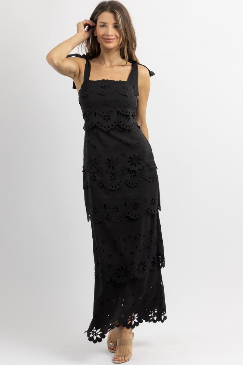 SCALLOP FLEUR MAXI DRESS L ABEYE