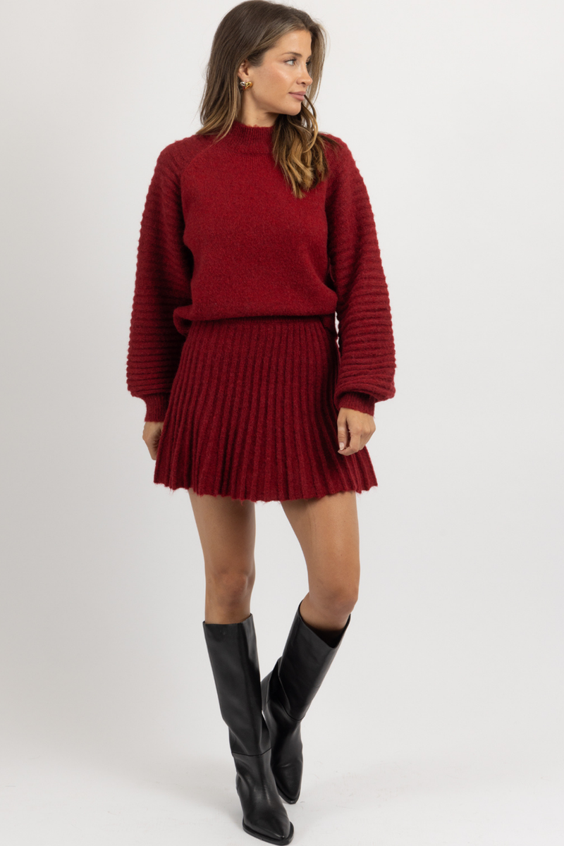 MANHATTAN RED SWEATER SKIRT SET L ABEYE