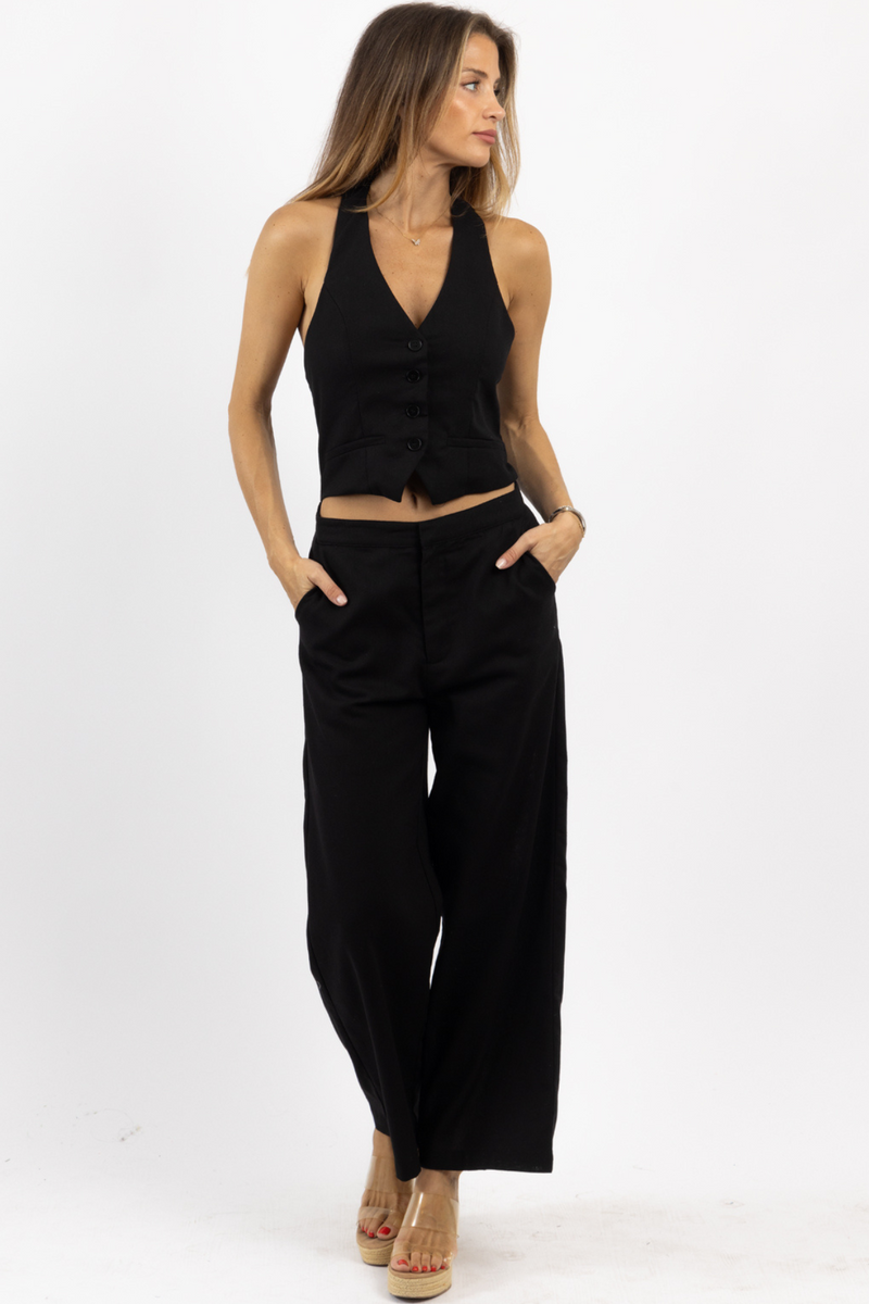 Black vest jumpsuit on sale