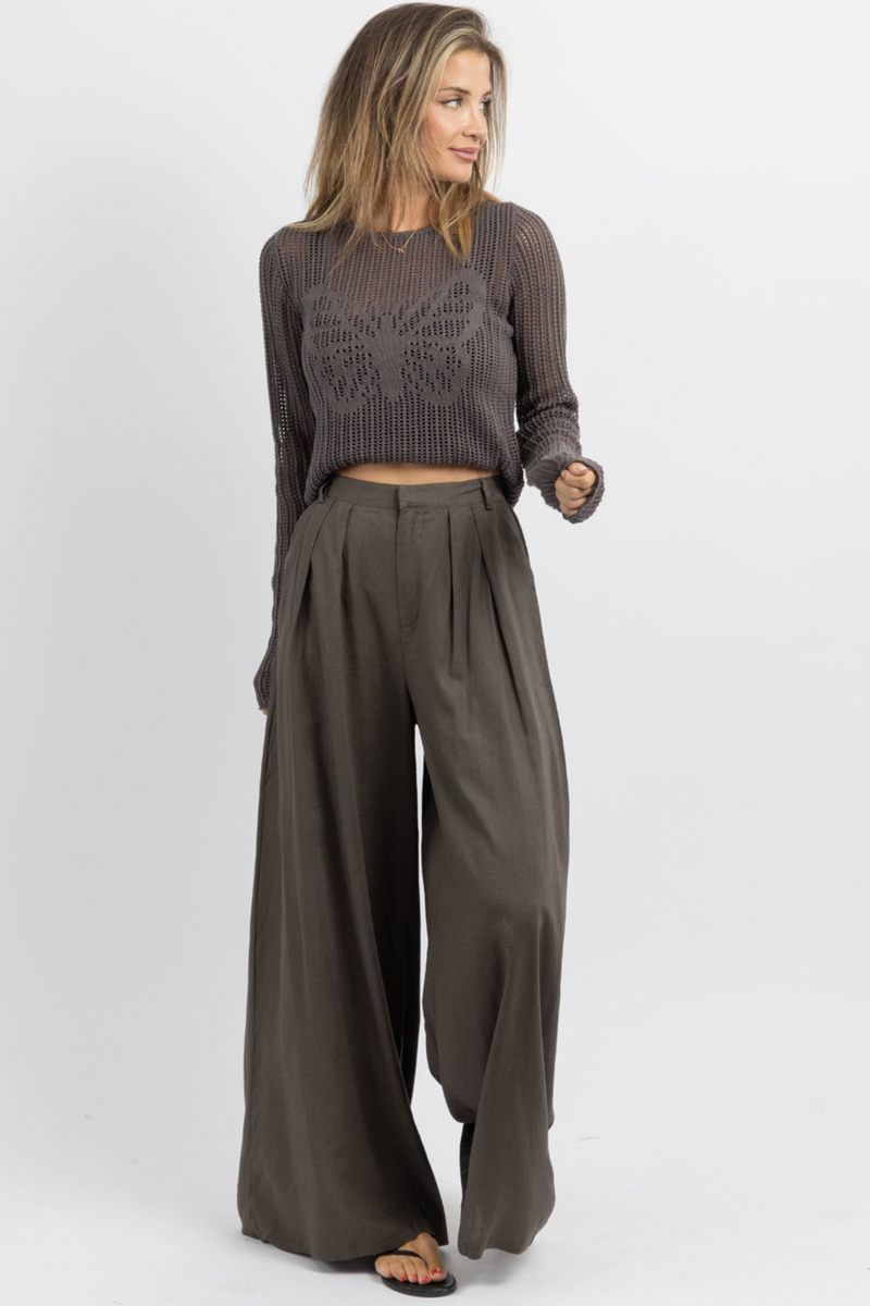 Olive wide leg trousers hot sale