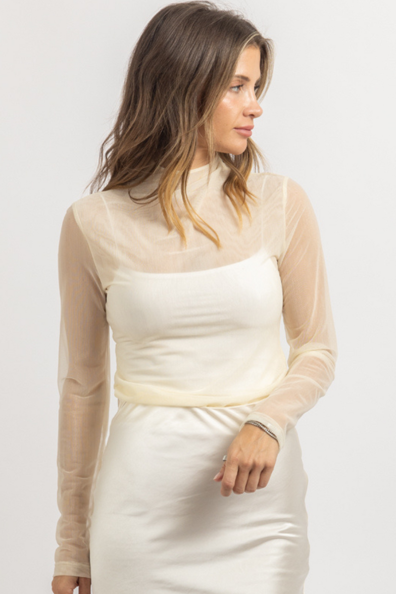 RAMONA MOCK NECK MESH TOP – L'ABEYE - Main Image