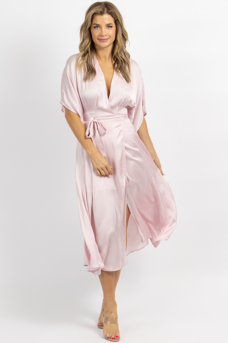 Pale pink wrap 2024 dress