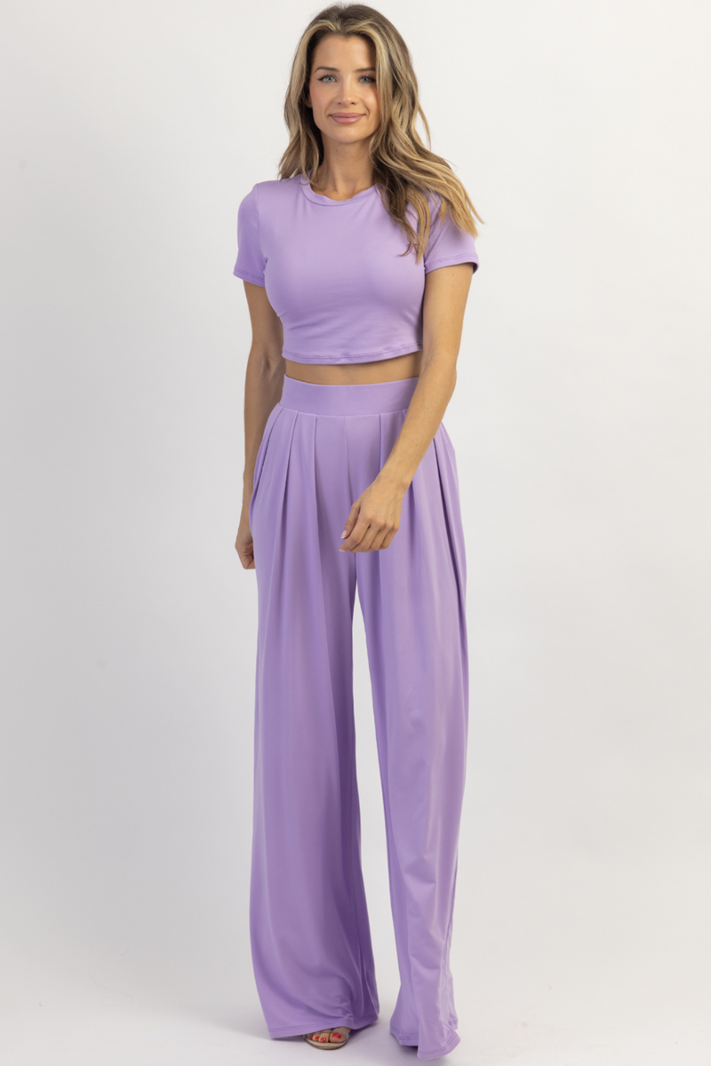 BUTTER SOFT LILAC PALAZZO PANT SET *BACK IN STOCK* – L'ABEYE