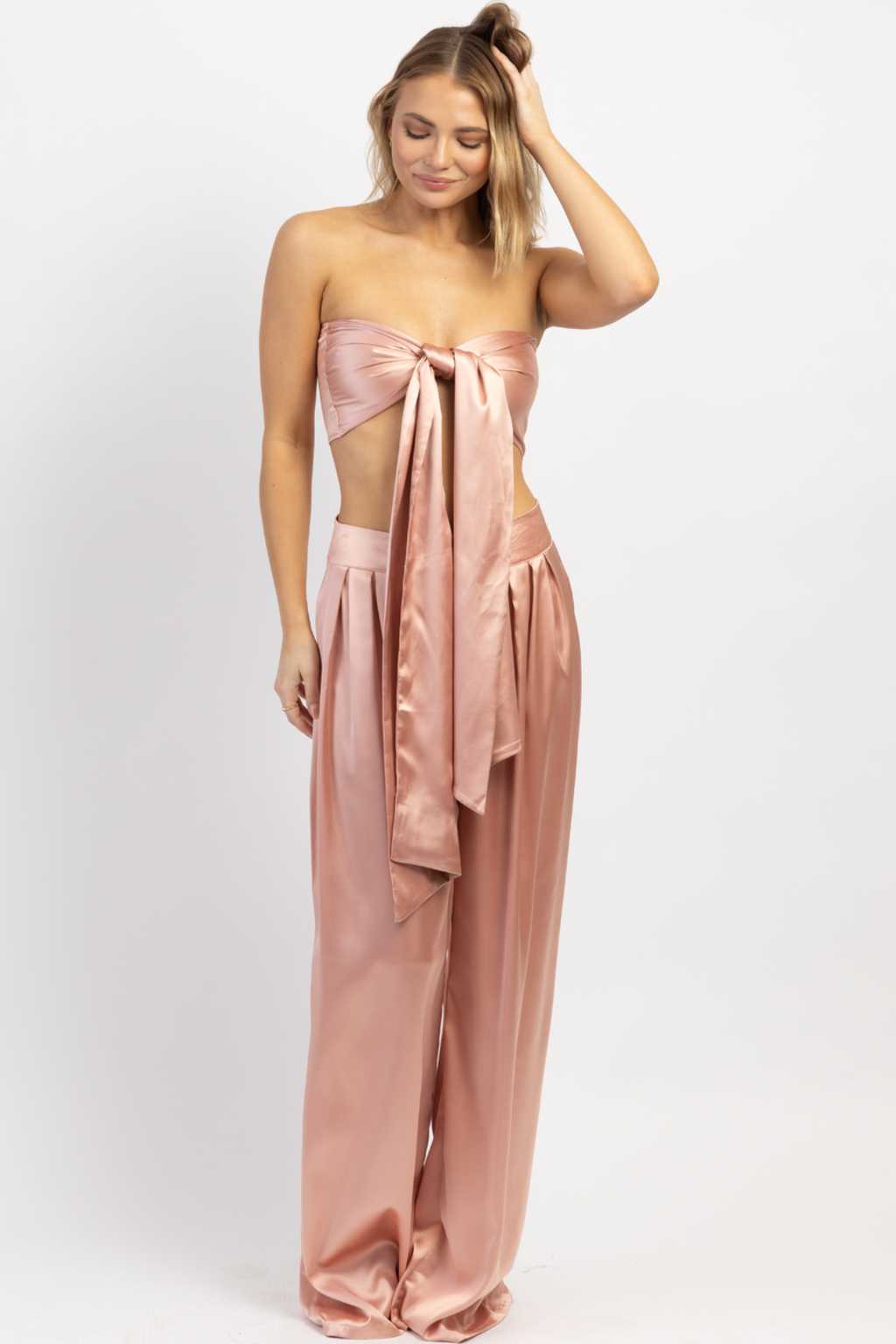 STUDIO MAUVE SATIN TROUSER SET