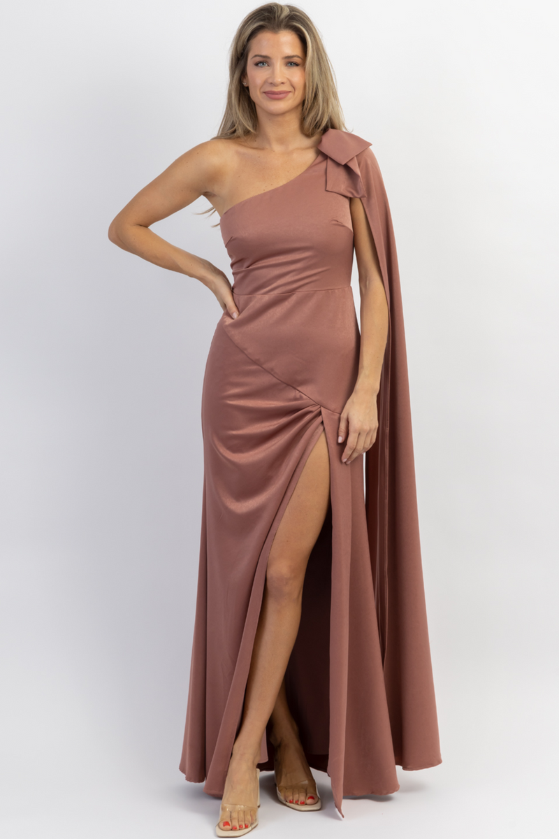 One shoulder mauve dress sale