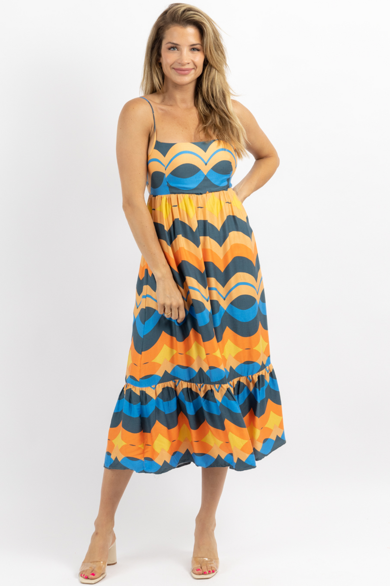 TULUM MULTICOLOR TIE-BACK MIDI DRESS – L'ABEYE