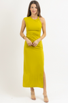 WARRIN LIME SHIRRED DRESS