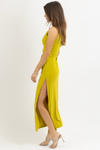 WARRIN LIME SHIRRED DRESS