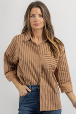 ARCHIE BROWN STRIPED BLOUSE