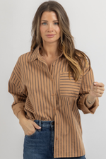 ARCHIE BROWN STRIPED BLOUSE