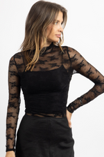 AFTER PARTY BLACK LACE TOP
