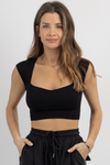 ALL CAPS SLEEVE BLACK TOP *BACK IN STOCK*