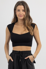ALL CAPS SLEEVE BLACK TOP *BACK IN STOCK*