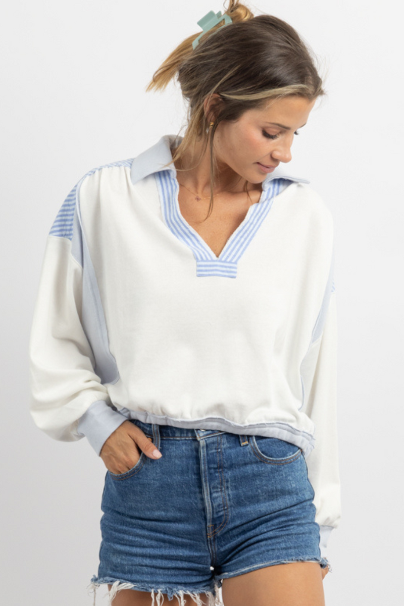 ALLSTAR BLUE TERRY STRIPED PULLOVER *BACK IN STOCK*