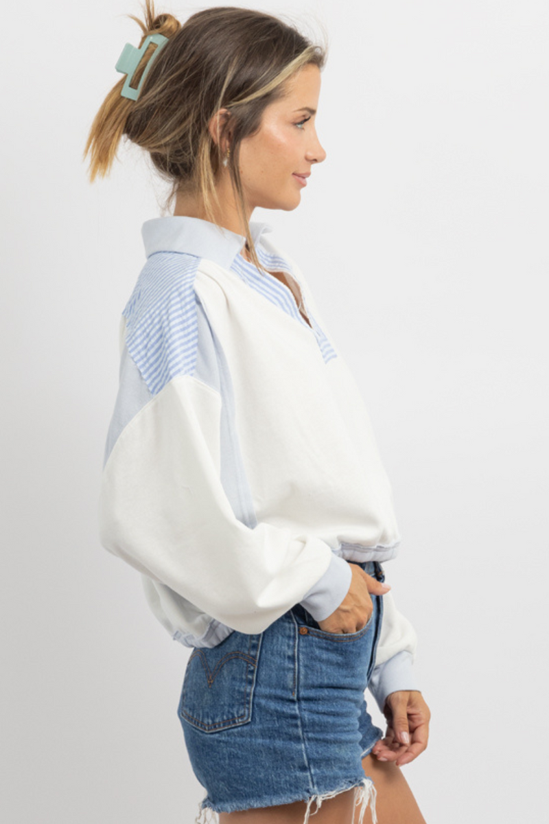 ALLSTAR BLUE TERRY STRIPED PULLOVER *BACK IN STOCK*