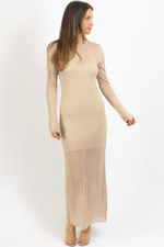 AMARA BEIGE SHEER MAXI DRESS