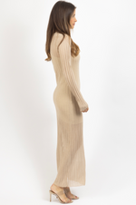 AMARA BEIGE SHEER MAXI DRESS