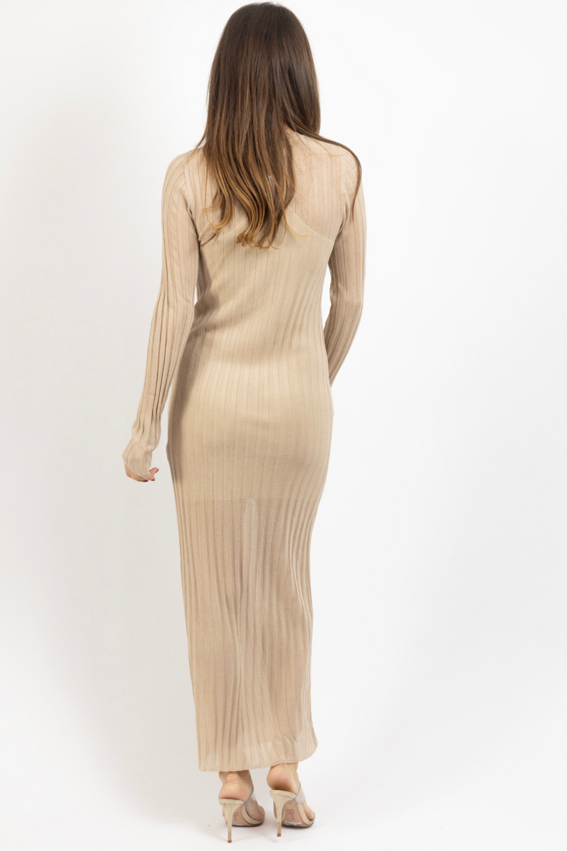 AMARA BEIGE SHEER MAXI DRESS