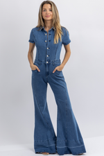 AMARILLO DARK DENIM WIDE LEG JUMPSUIT