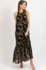 ANDIE BLACK + GOLD MAXI DRESS