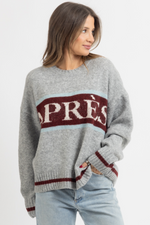 APRES HEATHER GREY GRAPHIC SWEATER