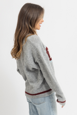 APRES HEATHER GREY GRAPHIC SWEATER