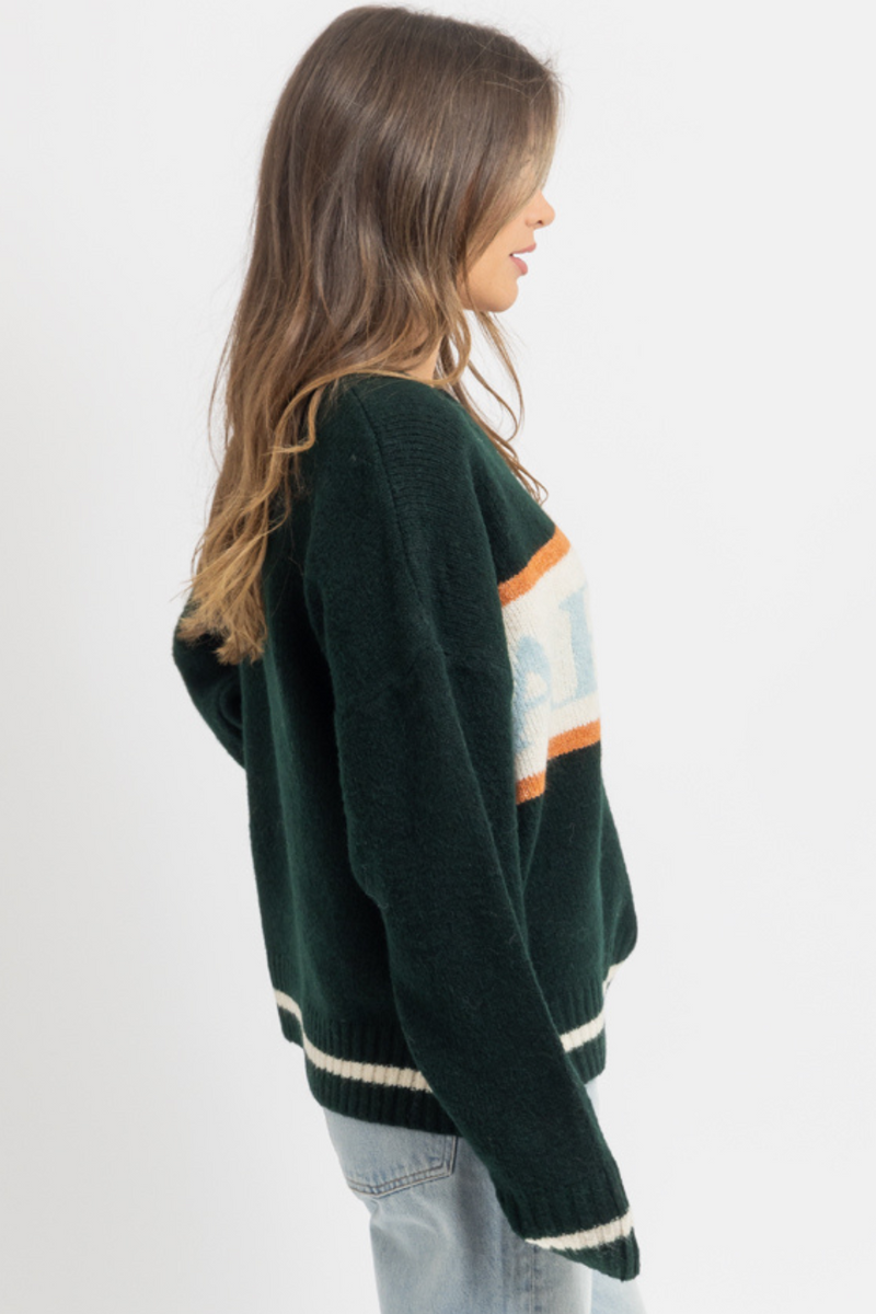 APRES DEEP GREEN GRAPHIC SWEATER