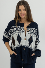 SEATTLE PRINT KNIT CARDIGAN