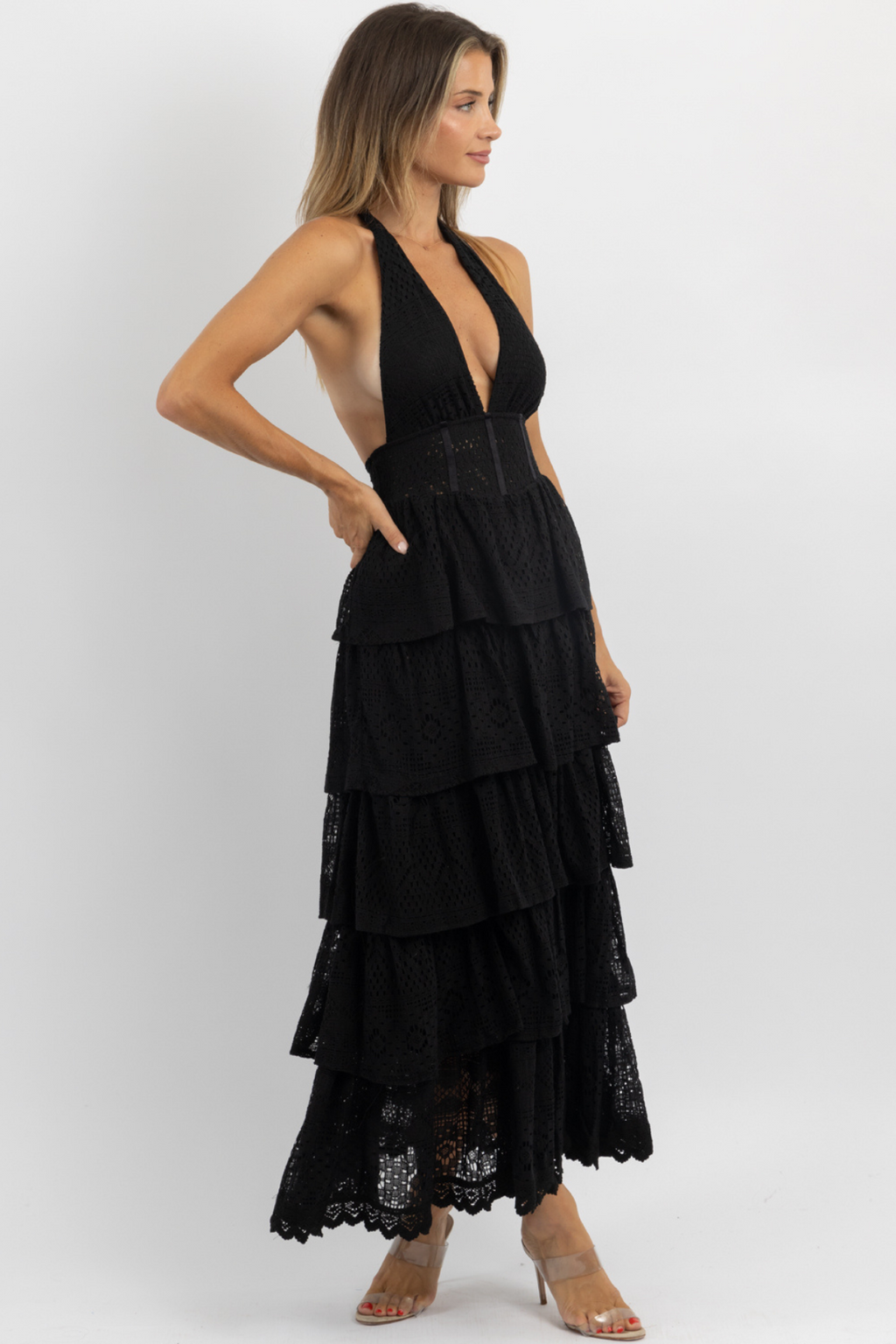 ARYA EYELET MAXI DRESS L ABEYE