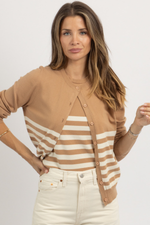 KADE TAUPE CONTRAST CARDI SET *BACK IN STOCK*