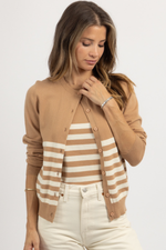 KADE TAUPE CONTRAST CARDI SET *BACK IN STOCK*