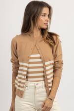 KADE TAUPE CONTRAST CARDI SET *BACK IN STOCK*