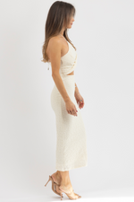 AUDRINA HALTER MAXI DRESS