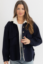 AVERIE INDIGO SHEARLING JACKET