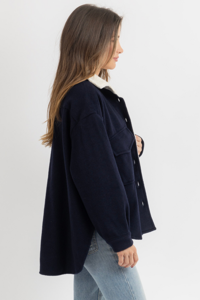 AVERIE INDIGO SHEARLING JACKET