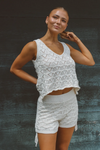 AS YOU ARE NEUTRAL CROCHET SHORT SET