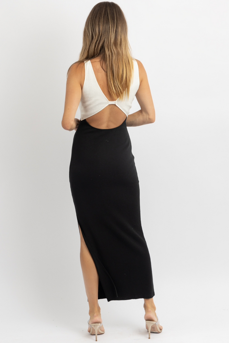 MONTCE BLACK COLOR BLOCK KNIT DRESS