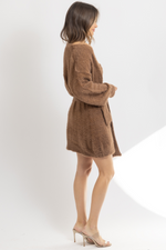 ANGORA BROWN MINI DRESS + CARDI