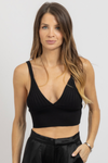 BLACK KNIT RIBBED CROP TANK