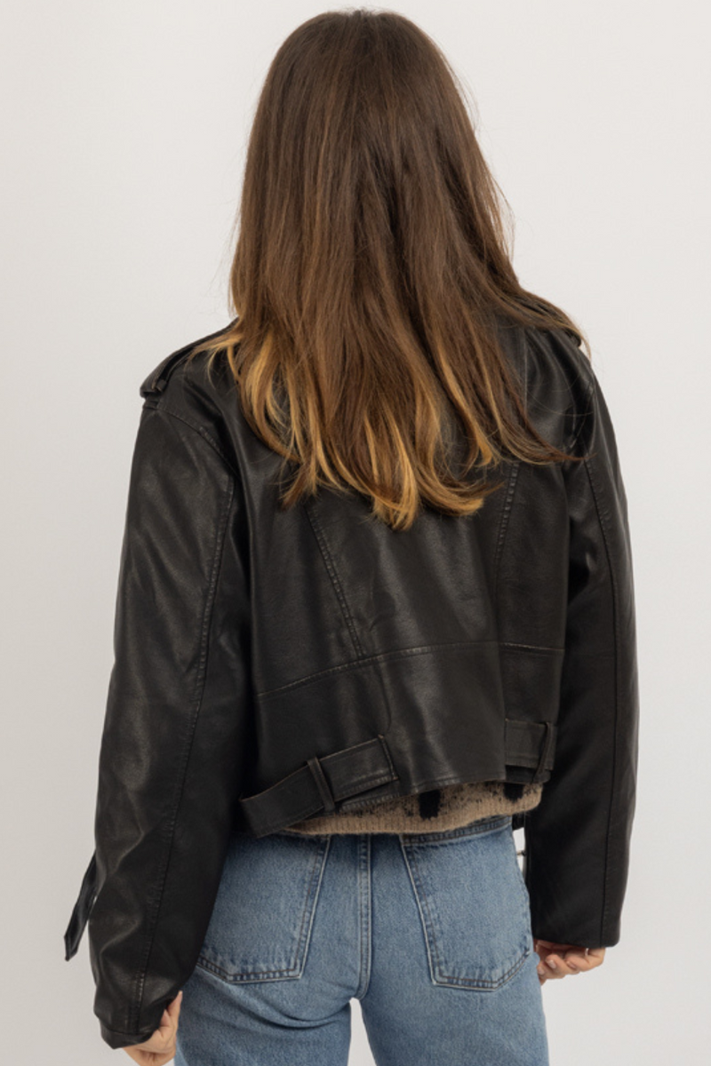 ESPRESSO LEATHER BUCKLE JACKET