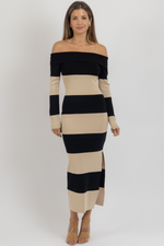 CLAREN STRIPED MIDI DRESS