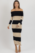 CLAREN STRIPED MIDI DRESS