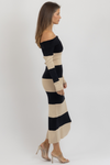 CLAREN STRIPED MIDI DRESS