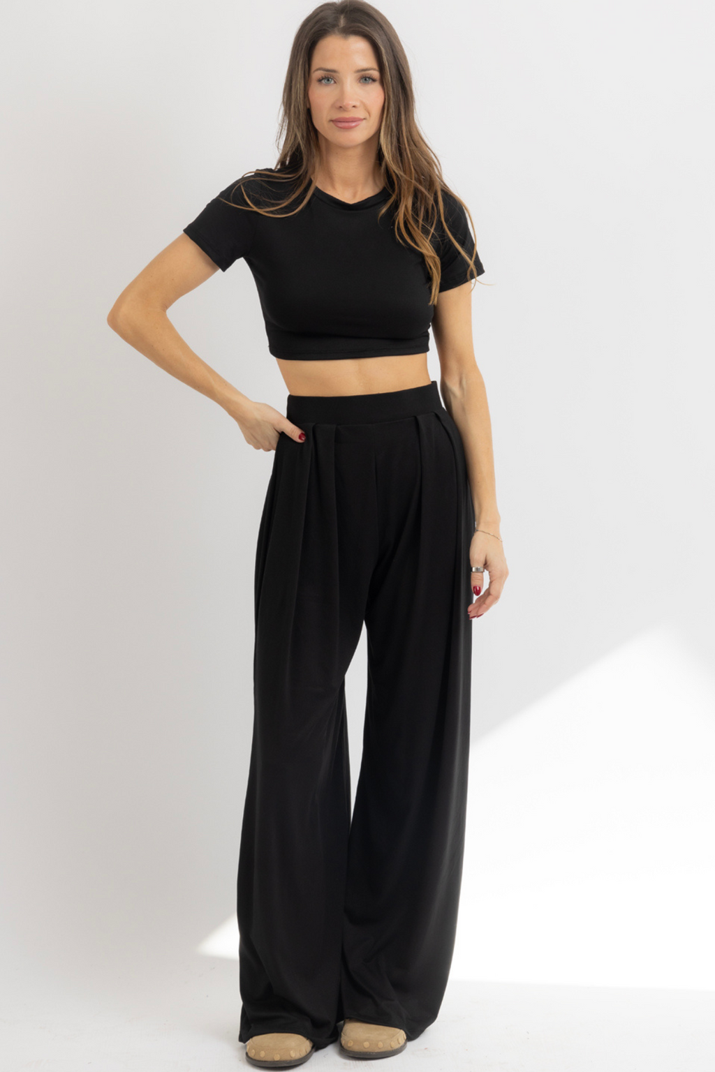 BUTTER SOFT BLACK PALAZZO PANT SET *BACK IN STOCK*