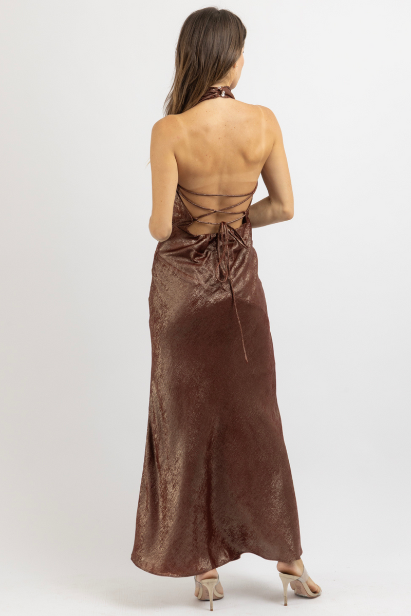 LOWEN METALLIC MAXI DRESS