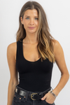 BLACK V-PLUNGE RIBBED TANK BODYSUIT *BACK IN STOCK*