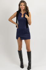 EMBER NAVY SUEDE DRESS