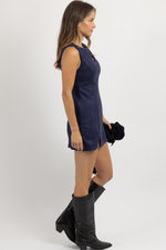 EMBER NAVY SUEDE DRESS