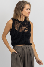 BRENTWOOD BLACK CROCHET TOP