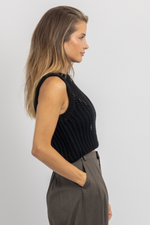 BRENTWOOD BLACK CROCHET TOP